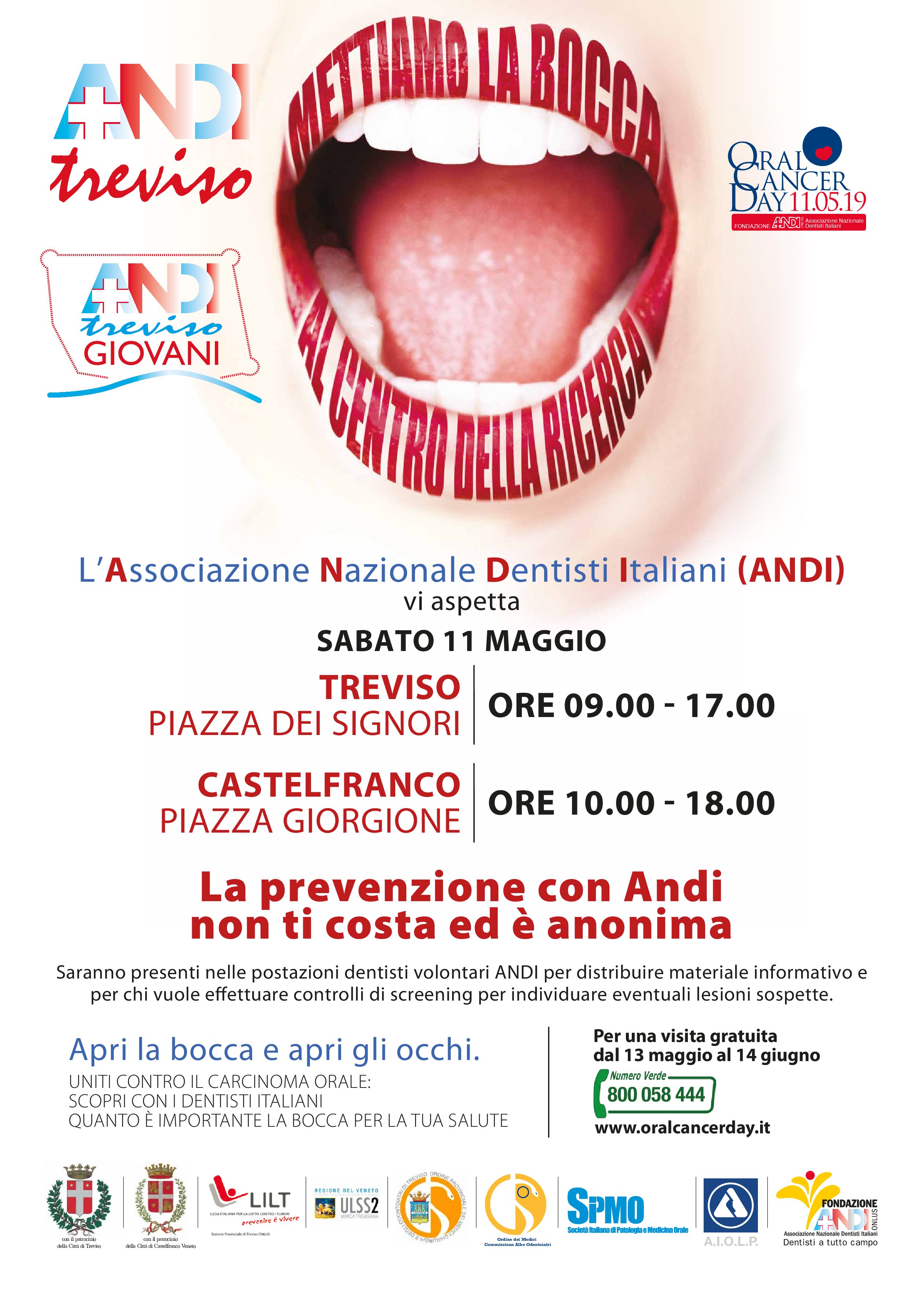 11.05.2019 Castelfranco Veneto e Treviso: Oral Cancer Day